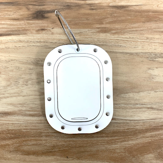 Airplane Window Luggage Tag in White Leather
