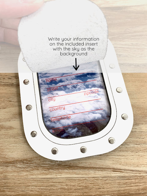 Airplane Window Luggage Tag in White Leather