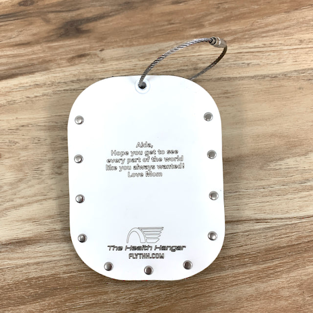 Airplane Window Luggage Tag in White Leather