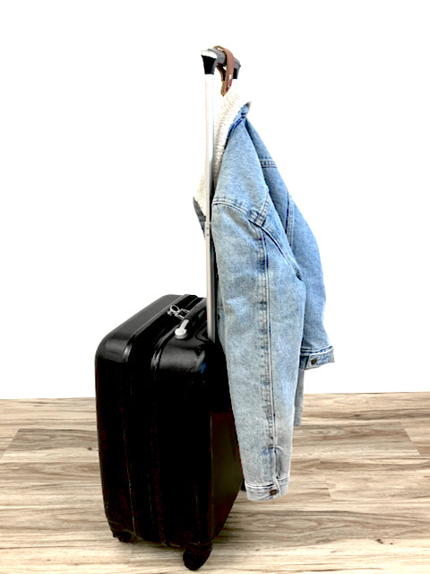 Hanger with Coat on Back of Luggage